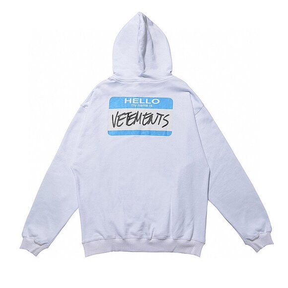 Vetements White Hooded Long-Sleeved Sweatshirt With Print
